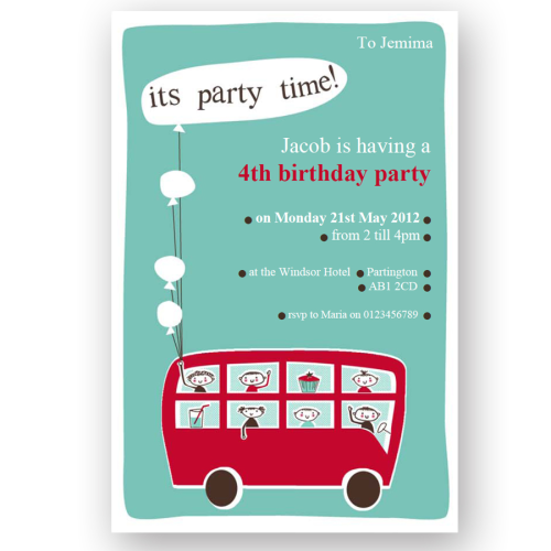 invitation editable little red bus