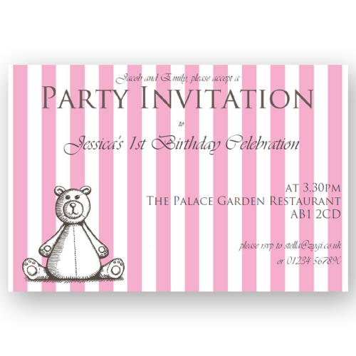 invitation editable woodcut pink