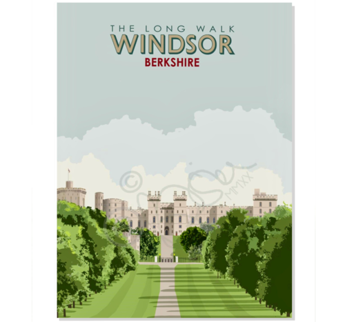 The Long Walk Windsor and Windsor Castle Royal Berkshire Windsor vintage travel railway art print