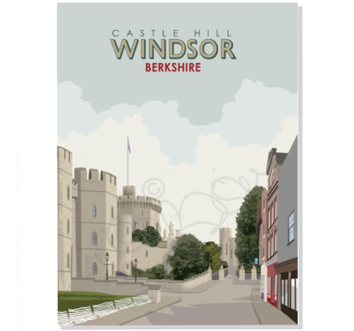 Castle Hill Windsor and Windsor Castle Royal Berkshire Windsor vintage travel railway art print