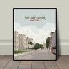 Castle Hill Windsor and Windsor Castle Royal Berkshire Windsor vintage travel railway art print