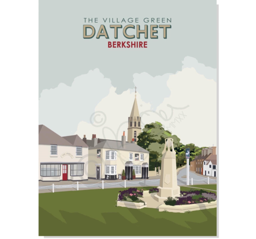 Datchet Village Centre Royal Berkshire Windsor vintage travel railway art print