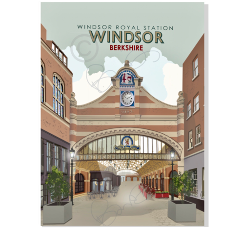 Windsor Royal Shopping/Windsor Royal Station Berkshire Windsor vintage travel railway art print