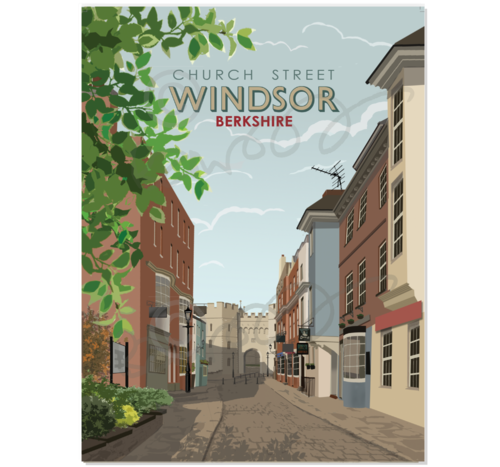 Church Street Windsor Castle Royal Berkshire Windsor vintage travel railway art print