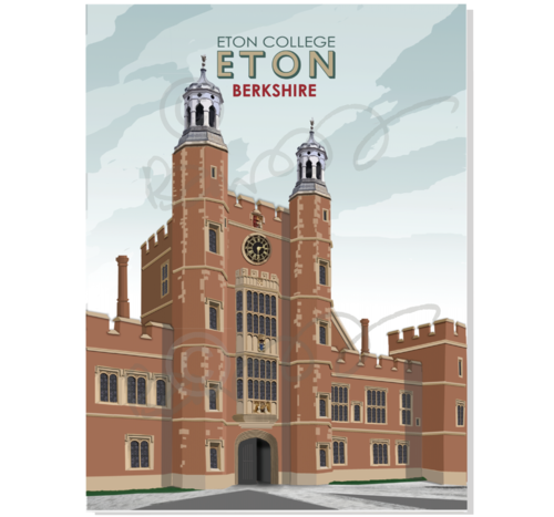 Eton College Lupton Towers Windsor Royal Berkshire vintage travel railway art print