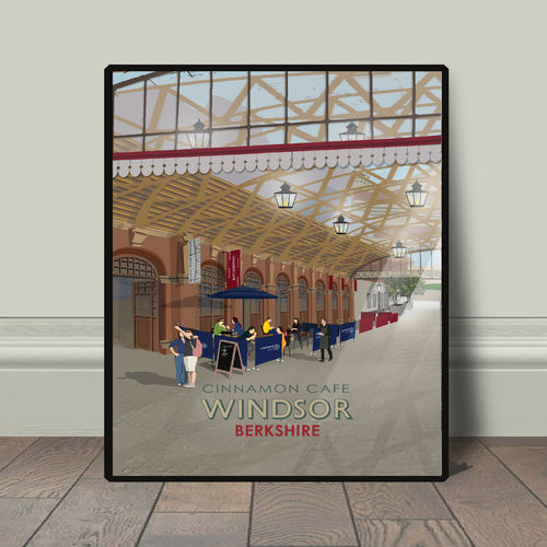The Cinnamon Cafe Windsor Station Royal Berkshire Windsor vintage travel railway art print