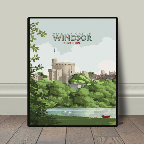 Windsor Castle Royal Berkshire Windsor vintage travel railway art print