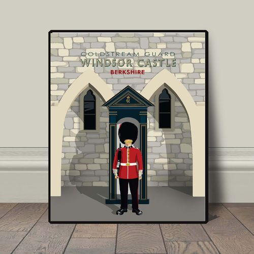 Coldstream Guard Royal Berkshire Windsor vintage travel railway art print